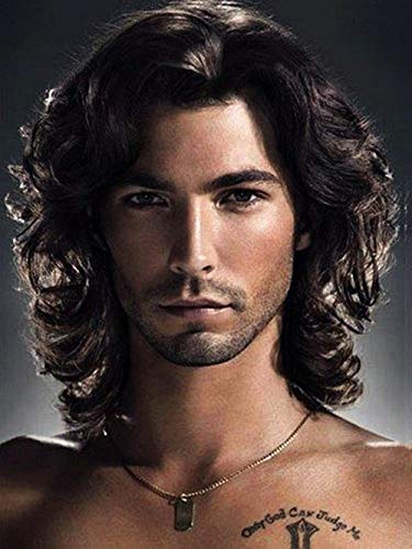 BERON Men's Short Curly Brown Wig Heat Resistant Synthetic Hair Natural Looking Brown Wig for Men and Women Cosplay Party Costume Daily Use (Dark Brown)
