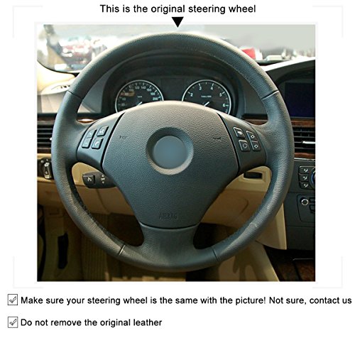 Mewant Diy Hand Stitch Black Genuine Leather Car Steering Wheel Cover For Bmw 3 Series E90 E91 E92 E93 2006-2011 #TOP2