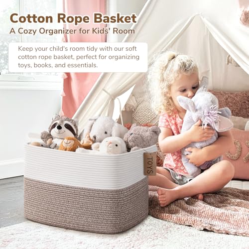 Image of Goodpick 50L Large Woven Rope Storage Basket, Rectangle, Brown