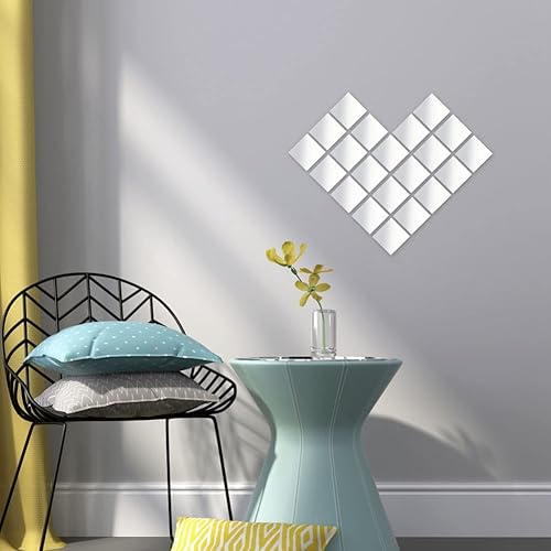 Miniatura 5 de PH PandaHall 50 mini azulejos de espejo de 2 pulgadas, adhesivo de espejo cuadrado acrílico, azulejos de mosaico de espejo cuadrado pequeño,
