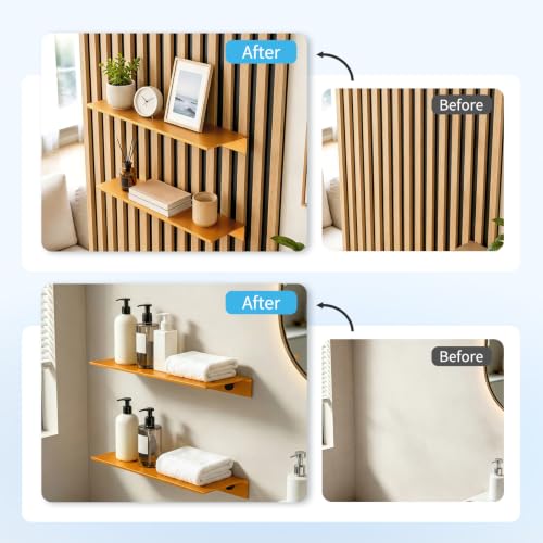 Image of Art3d Floating Shelves for Wood Slat Panels, 11.8 x 4.7 in, 2-Pack, Gold