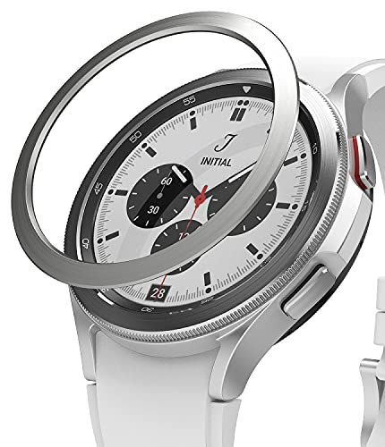 Ringke Bezel Styling Compatible with Samsung Galaxy Watch 4 Classic 42mm Adhesive Frame Ring Cover Anti Scratch [Stainless Steel] Protection for Galaxy Watch4 Classic 42mm - Silver [42-04]