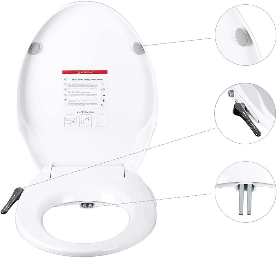 Exclusive Annde Bidet Toilet Seat, Elongated Advanced Toilet Seat with Dual Nozzles Separated Rear & Feminine Cleaning Natural Water Spray