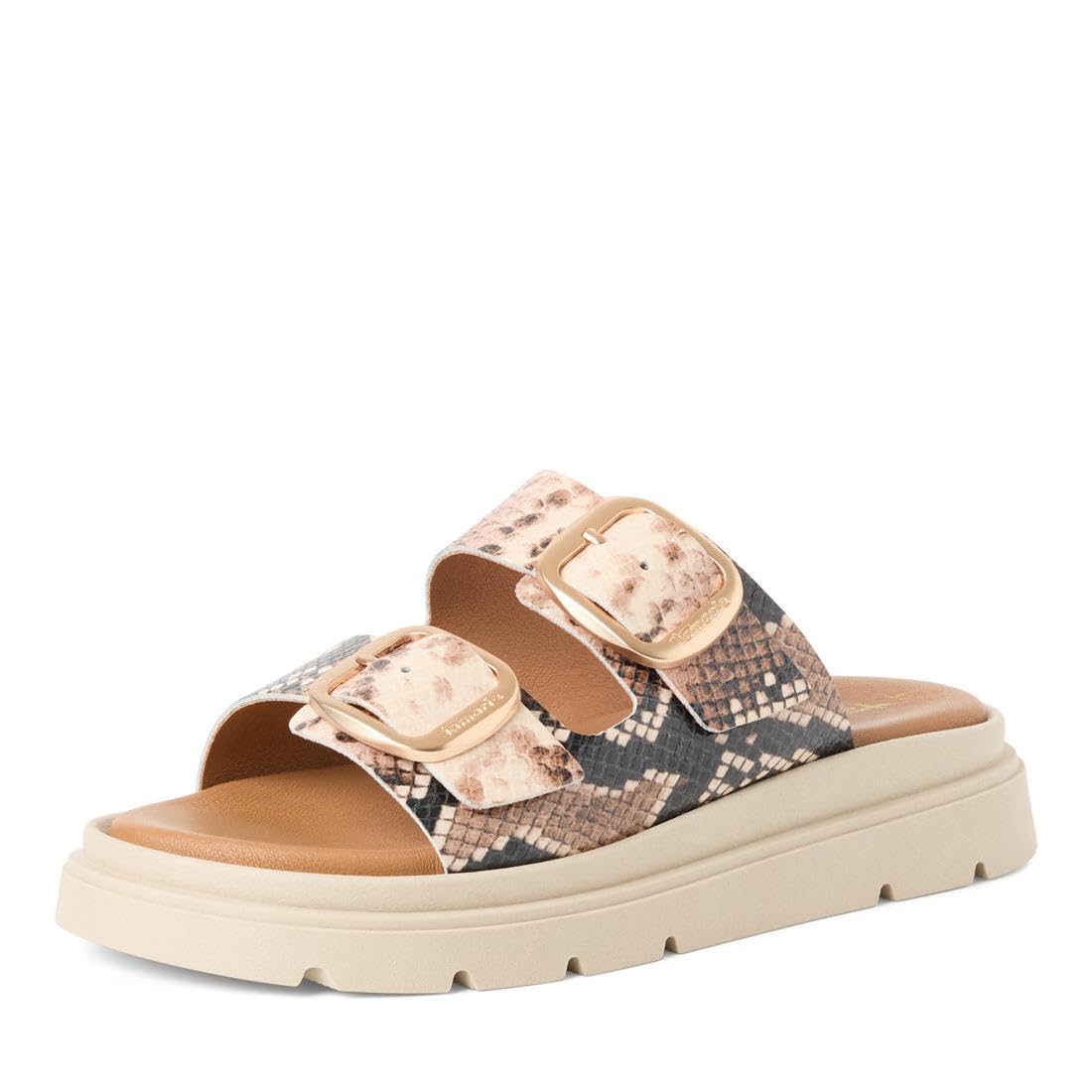 Tamaris Women's Beige Wedge Mules For 1-27239-42