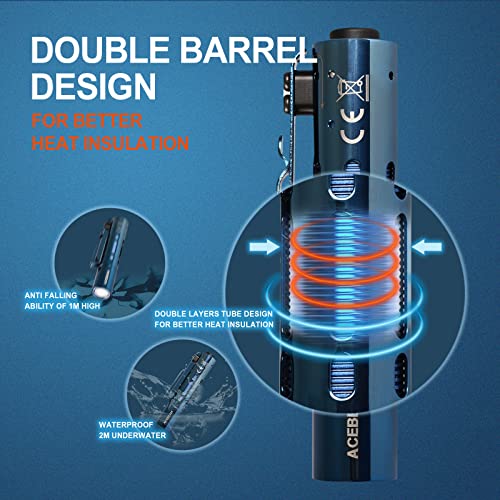 Acebeam Rider Rx Led Flashlight Rechargeable, 650 High Lumens Mini Flashlight, Stainless Steel Edc Aa Flashlight, Super Bright Small Flashlight 90+ High Cri Pocket Flash Light For Camping Hiking(Blue) #TOP5