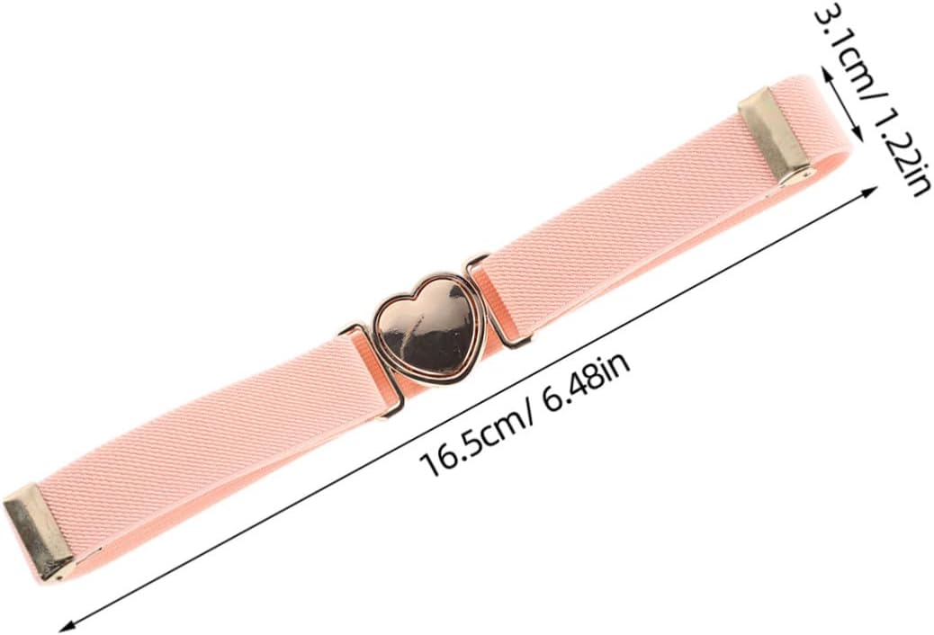SUPVOX 2pcs Adjustable Elastic Heart Buckle Girl Belt, Pink Stretch Waistband Accessory for Dresses, Party and Casual Wear