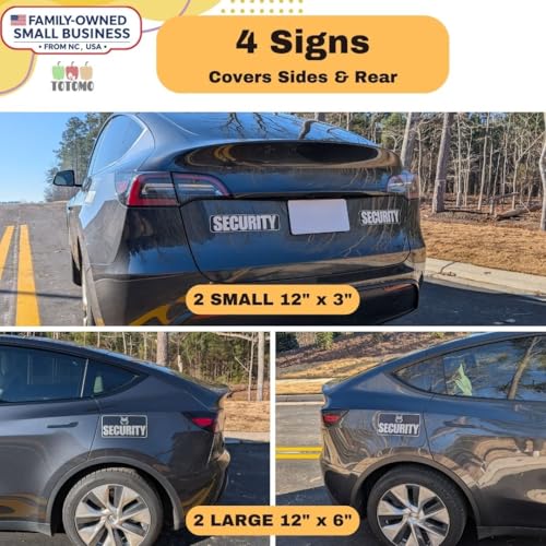 TOTOMO Reflective Security Magnet for Car 4 Pack Reusable Vehicle Magnetic Signs for Side and Rear Placement High Visibility Night Reflective Security Vehicle Identification Black
