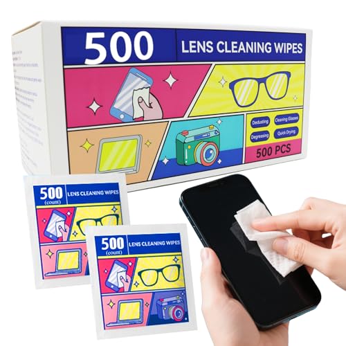 Toallitas de limpieza de lentes prehumedecidas, toallitas para gafas envueltas individualmente, para gafas, gafas de sol, lentes de cámara, sin rayas (500 unidades)