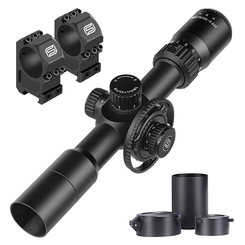 SPINA OPTICS mirino ottico 3-15x32 Mirino a Prima Focale Ottiche Fucile da Caccia con RGB Mil-dot,Impermeabile,Resistente agli urti