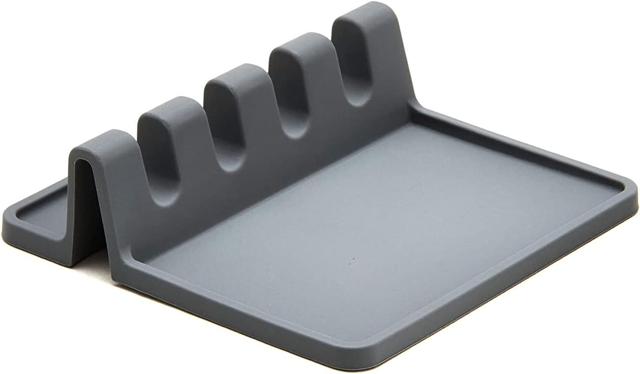 Cheer Collection Silicone Utensil Holder, Heat Resistant Spoon Rest for Kitchen Counter, Spoon Holder for Stove Top with Drip Pad for Spoons Ladles Tongs, Dishwasher Safe Kitchen Gadgets Holder