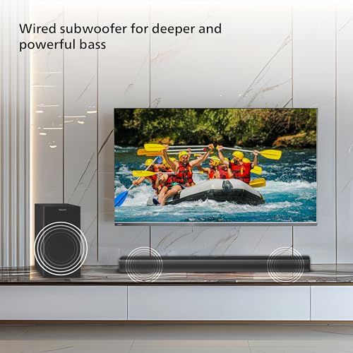 Image of Philips TAB4329 Soundbar: 2.1 CH 100W Wired Subwoofer, Deep Bass Effect - Bluetooth, HDMI ARC & Multiple Connectivity