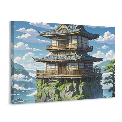Cadre déco Noël paysage japonais tableau mural pour chambre 40x30