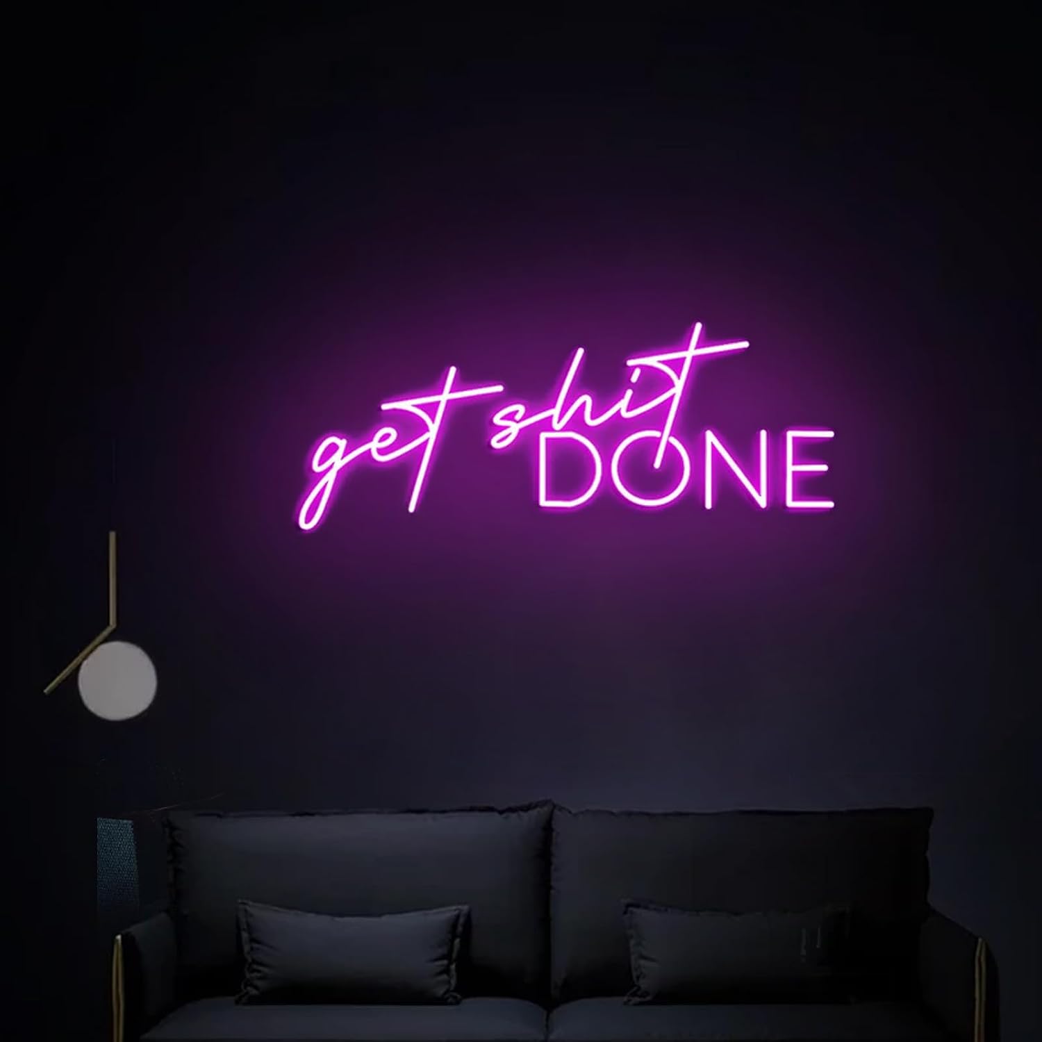 Get Shit Done Neon Sign Dimmable 25inches Led Inspirational Neon Light Up Signs Wall Decor for Home Bedroom Gym Room Work Office Decorations