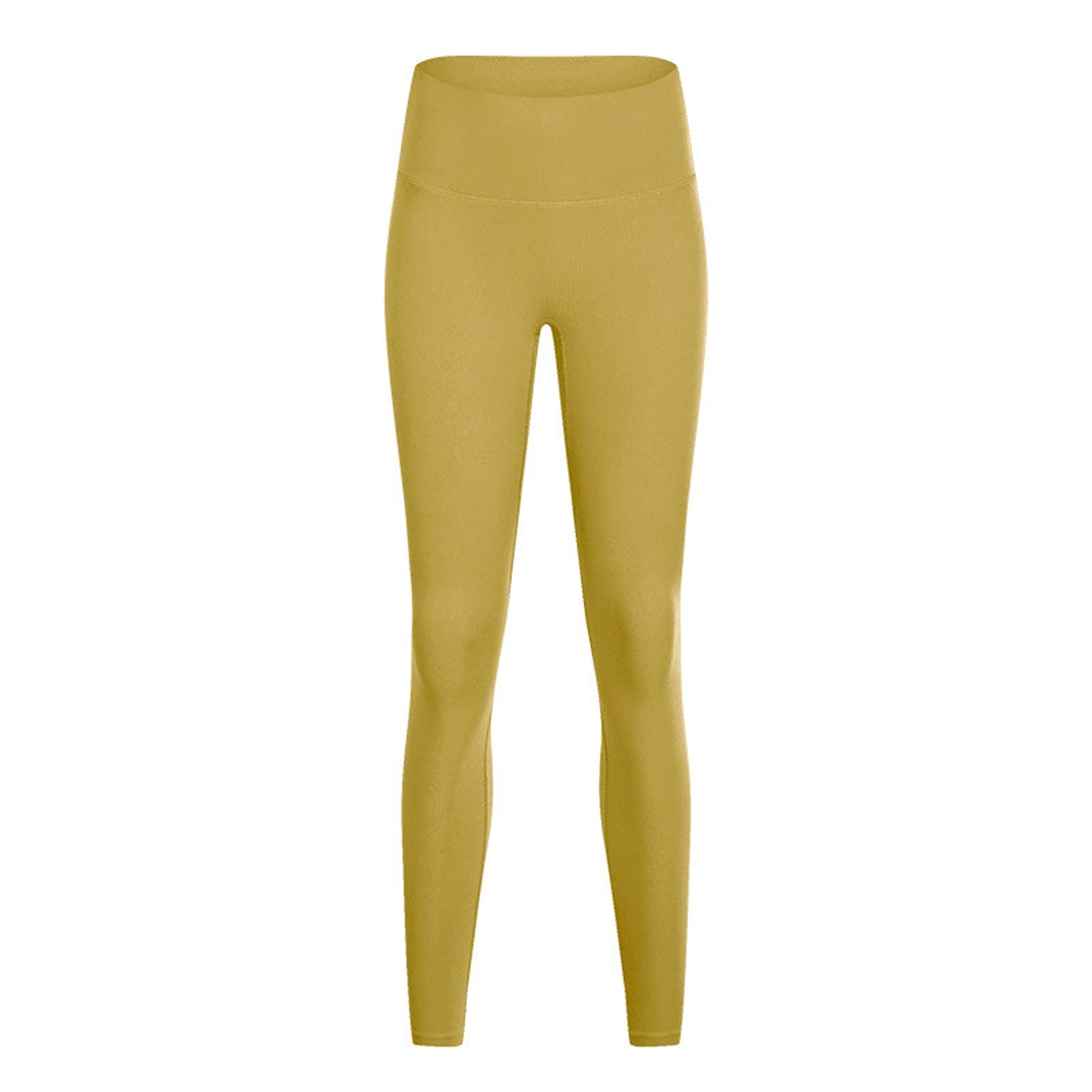 Weiche Nackt-Feel-Trainingsgymnastik Yoga-Hosen Frauen hocke-Beweis hohe Taille Fitness Strumpfhosen Sport Skinny (Color : Turmeric, Size : S 6)