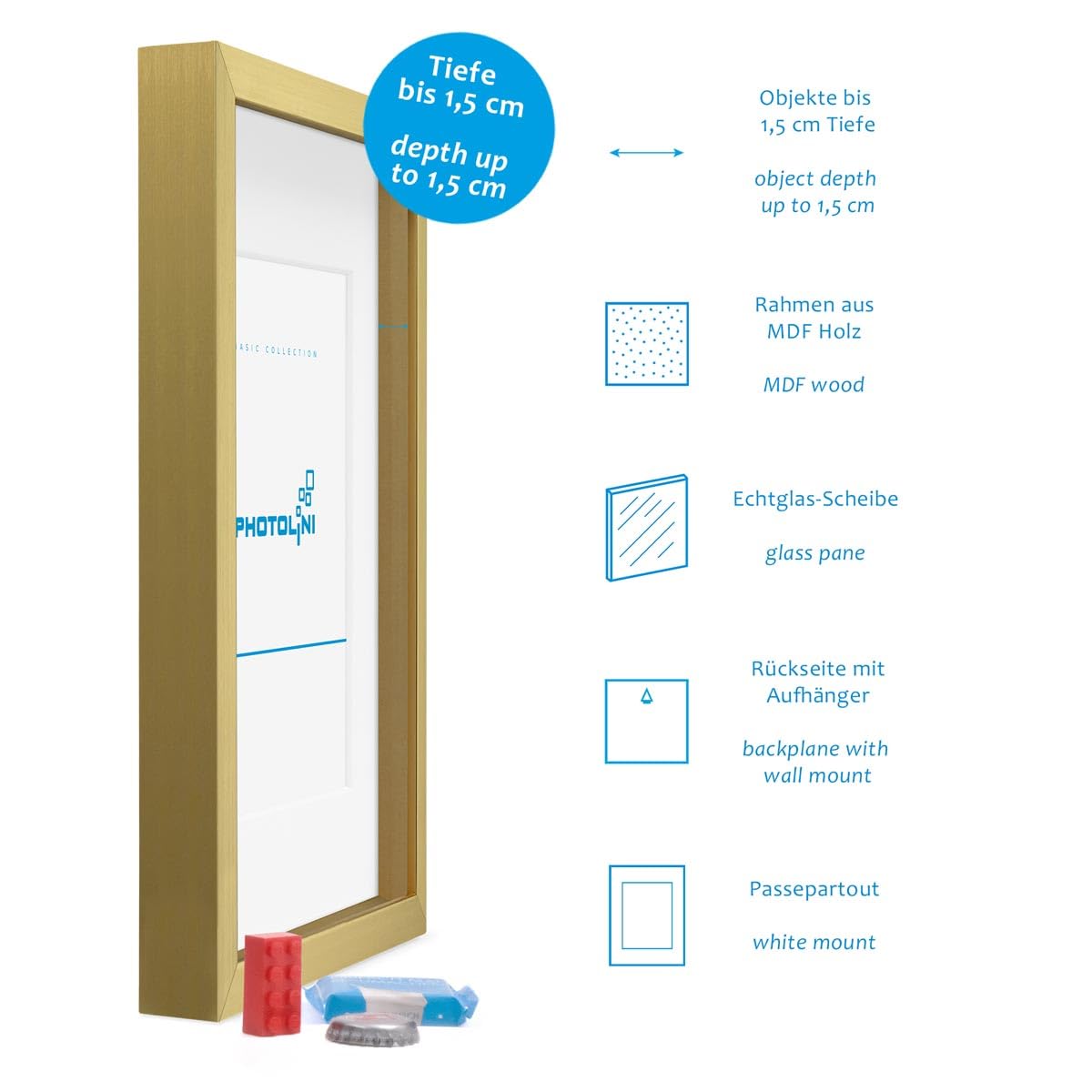 Set 2 Cornici 3D 50x70cm Bianche Con Vetro E Passepartout - Per Oggetti Fino A 1.5cm, Ideale Fai Da Te