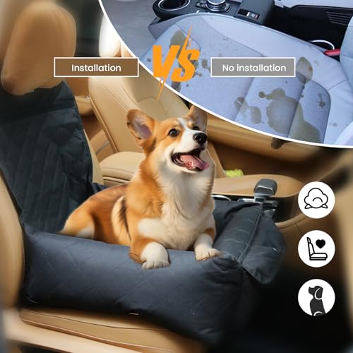 Hunde Autositz wasserdichte Waschbarer Rutschfester Auto Hundesitz Reisebett für kleine Hunde Hundetransport Vordersitz Tragbar Auto Hundebett mit Lagerung Tasche und Sicherheitsgurt