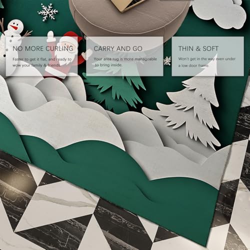 Tapis Noël Moderne 180x270cm Anti Sol Froid Grand Paillasson Salon Effet 3D - 4