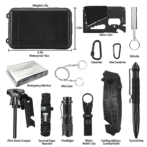 KEPEAK Survival Gear, Professional Emergency Kit, Outdoor Survival Kit for Camping, Hiking, Earthquake and Other Emergency