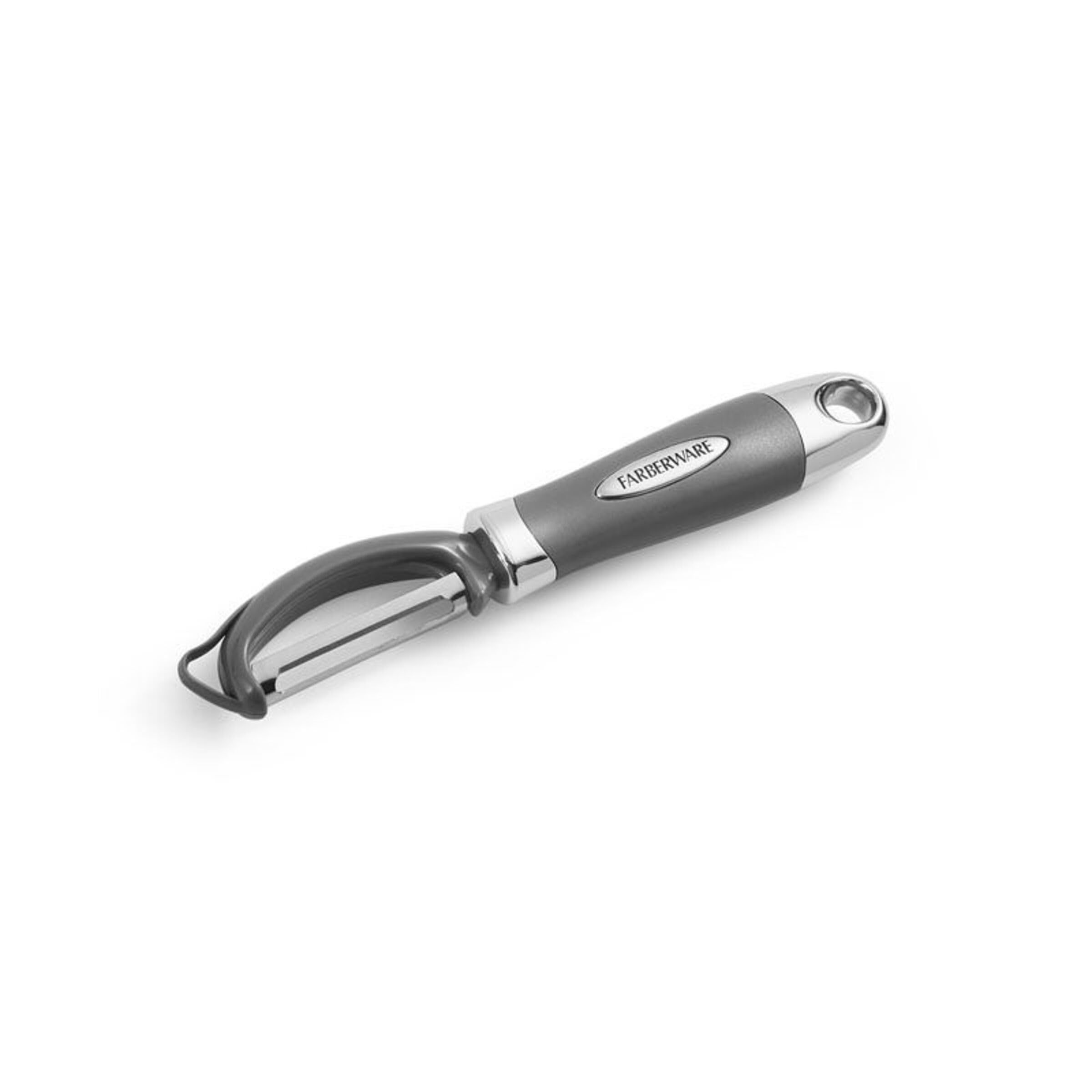 Farberware Profi Euro Gemüseschäler mit ergonomischem Griff, rasiermesserscharfe Edelstahl-Schwenkklinge für Obst und Gemüse, spülmaschinenfest, juwel grey