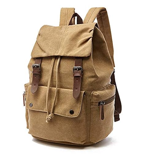 Rufun Mochila de Lona Vintage para portátiles Mochilas de Viaje Bolsa de Gran Capacidad Unisex (Caqui) | Ya disponible en tu tienda friki favorita! En mundofriki.es!
