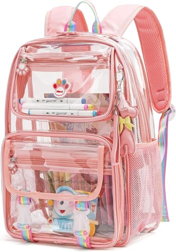 Wonder Comfort Clear Backpack Stadium Approved Heavy Duty Large Transparent Bag with Anti-Theft Pocket for School, Work, and Events