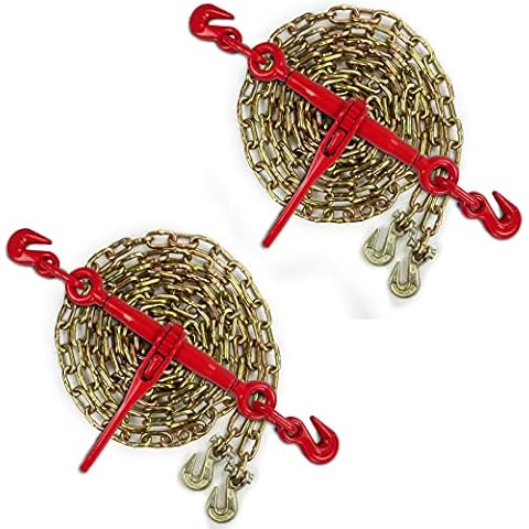 Towmavin Chain and Binder Kit 5/16" - 1/4" Chain Binder Load Binder with WLL 2,600lbs G70 1/4" × 12' Transport Chain with 3,150lbs Safe Work Load for Truck Flatbed Trailer Tie Down Hauling Logging Cover