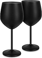 Vista 16 de Lifecapido Copas de Vino de Acero Inoxidable, Copas de Vino con Tallo de Acero Inoxidable de 18 oz, Copas de Vino de Metal con Tallo con Cepillo