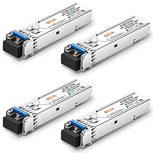 Image of 4Pack 1.25G SFP Transceiver, 1000Base-LX Module, 1310nm LC Single Mode Module, up to 10 km, for Cisco GLC-LH-SMD /GLC-LH-SM /SFP-GE-L, Ubiquiti, Netgear, D-Link, Supermicro, Mikrotik