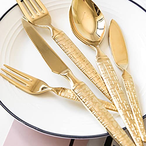 Bestecksets 4pcs 6pcs Anzug Luxus Gold Löffel Gabel Messer Reise Camping Küchenutensilien Sets Edelstahl Besteck Küche Goldenes Besteck Set (Color : Set of 4) (6 X Set of 4)