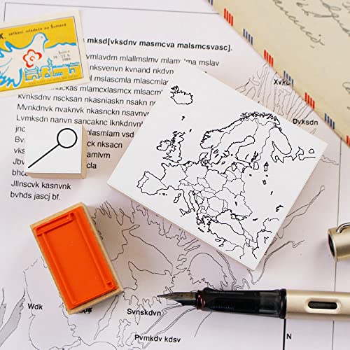 Wood Rubber Stamps Europe Map Set Travel Journal Memo Record For Data Study Document Diy Crafting, Scrapbook, Painting, Letters Diary, Card Making, Gift Wakuwaku Made In Japan Tokyo #TOP1