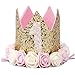 Produktbild Healthy clubs Geburtstag Krone 1 Jahr Baby Geburtstagskrone Haarband Haarschmuck Prinzessin Blumen Königskrone Hüte für Party Dekorationen (Color 1)