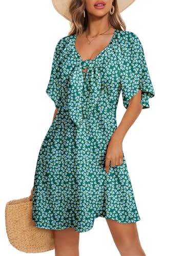 Image of Dokotoo Womens Dresses 2026 Spring Summer Deep V Neck Elegant Cocktail Bow tie Mini Dress S-XL