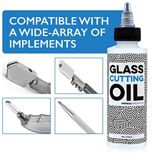 impresa glass cutting oil - precision twist top for extended tool life amp clean cuts - versatile fluid for stained glass bottle cutter amp mirror cutting - 4 oz black
