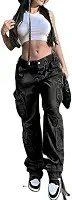 Calça cargo vintage jeans folgada feminina moda anos 90 streetwear bolsos perna larga cintura alta reta Y2k calças jeans macacão