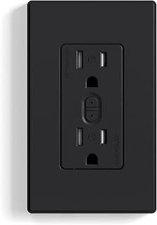 ELEGRP Smart Plug, Smart in-Wall Outlet Compatible with Alexa and Google Assistant, 2.4GHz Wi-Fi Smart Receptacle with Energy Monitoring, No Hub Required, UL Listed, Black, 1 Pack