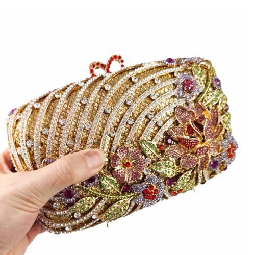 Image of Luxury Crystal Clutch Purse for Women Rhinestone Handbag Formal Party Evening Bag Sparkly Bridal Flower Purse