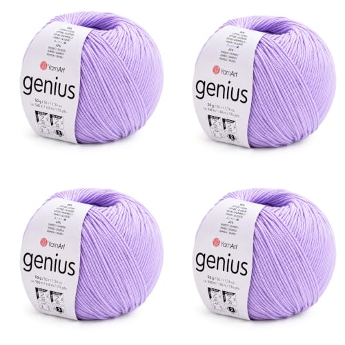 Image of YarnArt Genius Soft Cotton Blend Yarn, 4 Pack (1.76 oz / 174 Yds)