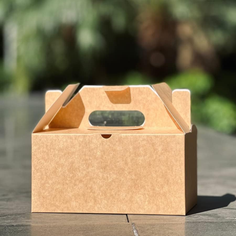 Miniatura 5 de PandaPandaPPS Paquete de 50 cajas a dos aguas marrones (8.25 x 5 x 4 pulgadas) para alimentos, regalos y recuerdos de fiesta, cajas de dulces,