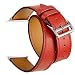 Valkit for Apple Watch Band - iWatch Bands 38mm Genuine Leather Strap iPhone Smart Watch Band Bracelet Replacement Wristband with Stainless Steel Adapter for Apple Watch Series 3 2 1, Double Tour -Red