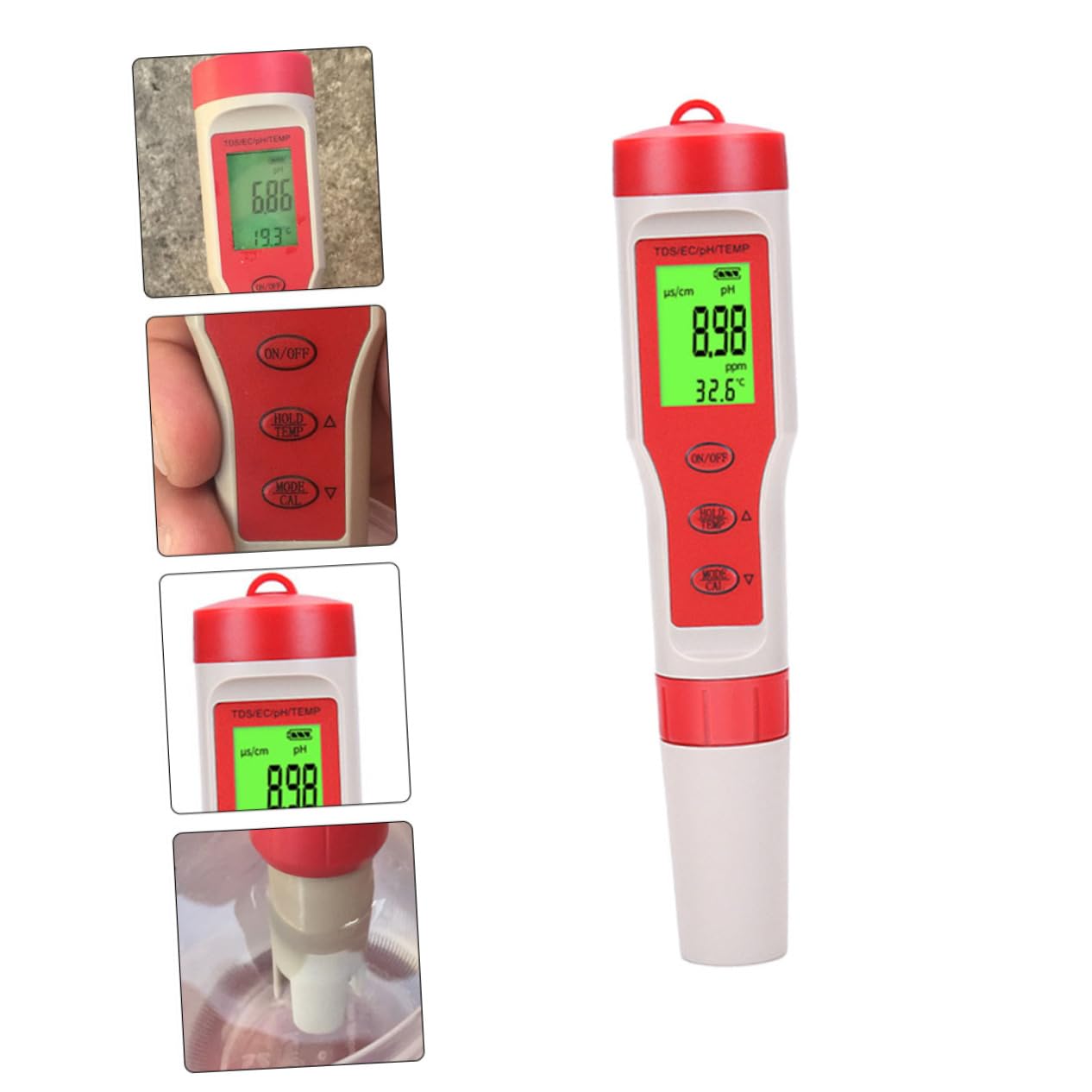 Tester Acqua 4 in 1 Digitale Rosso in Plastica per Acqua