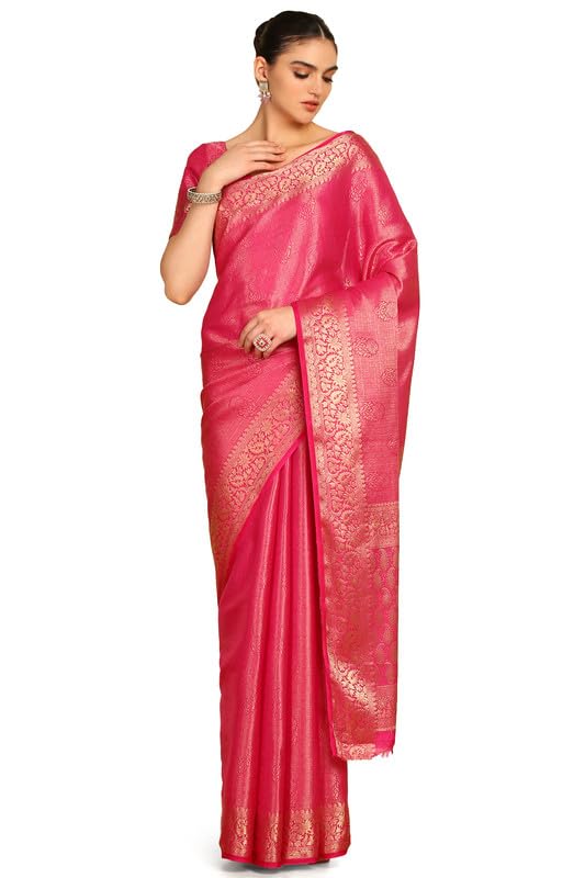 Soch Womens Teal Ethnic Motifs Woven Design Zari Silk Blend Saree