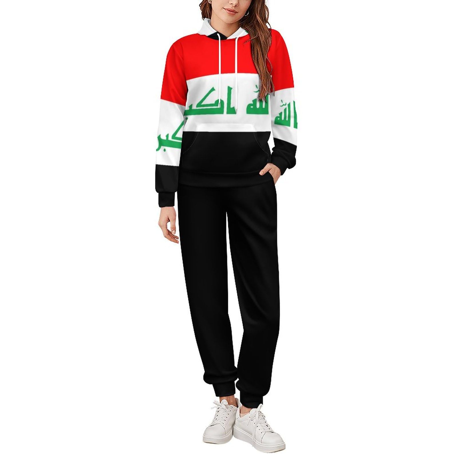 Tuta Da Uomo E Da Donna Set Completi Novità Stampa Bandiera Nazionale Irachena Outfit Felpa Con Cappuccio E Pantaloni Da Jogging Tute Da Ginnastica Unisex Taglie Forti Set Di Abbigliamento Sportivo