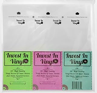 50 LP Inner Sleeves Anti Static Square Vinyl Record Sleeves 33 RPM 12"