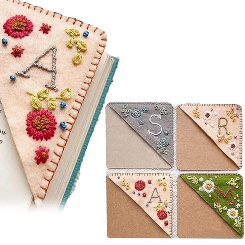 Marcador de Esquina Bordado a Mano Personalizado Lindos floreses Fieltro Cosido Triángulo Libro Marca Accesorios únicos Para Amantes de Los Libros