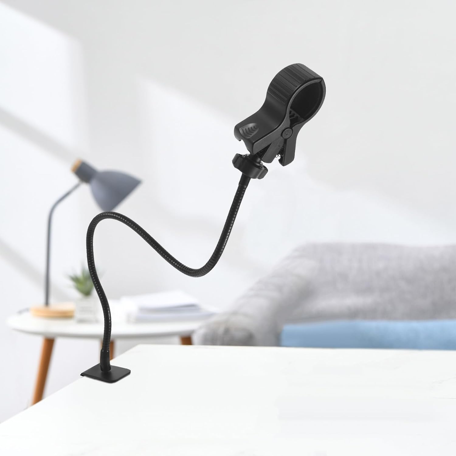 Hand Free Hair Dryer Stand - 360 Degree Rotating Lazy Blow Dryer Holder - 28" Adjustable Height Countertop Stand with Clamp for Home Salon