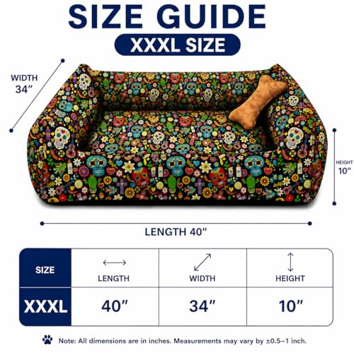 Image of SITSNOOZE XXXL Dog Bed (45kg+) for Tibetan Mastiff, Saint Bernard, Bully Kutta - Giant Orthopedic Washable Mattress, Heavy Duty Calming Sofa Lounger, Waterproof Cushion (Print 5, XXXL)