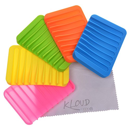 KLOUD City Pack of 5 Assorted Colors Silicone Soap Dish/Soap Holder/Soap Tray