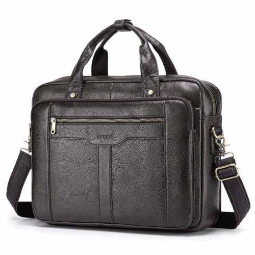 SPAHER Sacoche Ordinateur Homme 15,6 Pouces Cartable Cuir Malette Travail