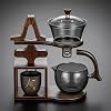 Lazy Tea Set Wooden Glass Teapot Set Teapot with Rotating Cover Semi Automatic Tea Set Chinese Gongfu Tea Set YoeEoay New Asian Tea Service Authentic Tea Ceremonies & Relaxation A