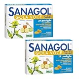 SANAGOL Miele e Limone 24 Caramelle Gola Voce | Pastiglie per Mal di Gola, Tosse e Raffreddore con Erisimo, Altea, Rosa Canina e Mentolo | Azione Emolliente e Lenitiva | Gusto Miele e Limone 2 x 24
